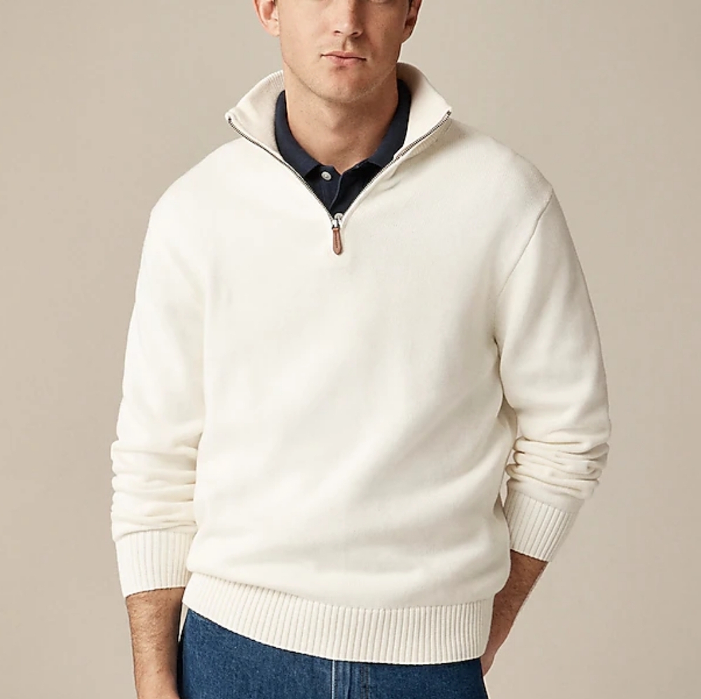 J. Crew Cream Zip-Up Sweater